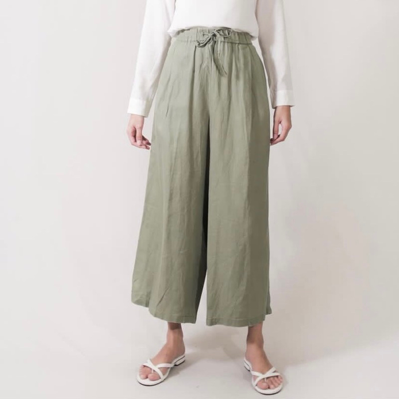 Preloved Muji Green Linen Wide Pants Size L