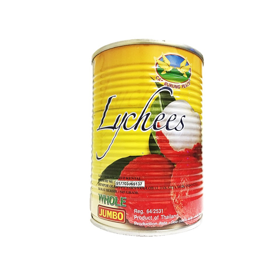 

CAP BURUNG PEACE LYCHEES IN SYRUP 565 GRAM