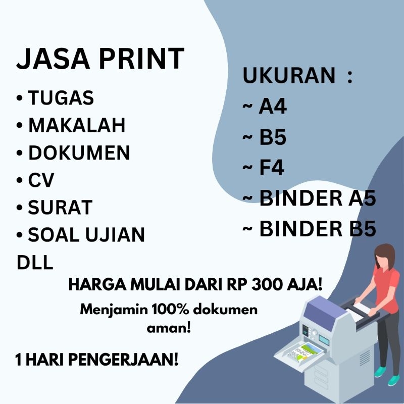 

PRINT KERTAS HVS DAN KERTAS BINDER BERBAGAI UKURAN PRINT DOKUMEN TUGAS MAKALAH