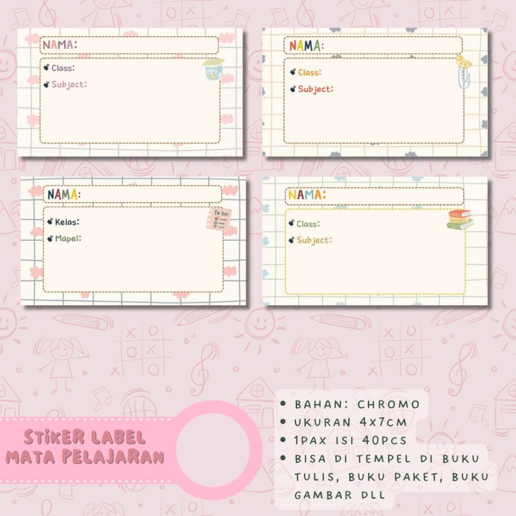 

40 pcs STIKER BUKU MATA PELAJARAN STIKER LABEL MATA PELAJARAN STIKER NAMA