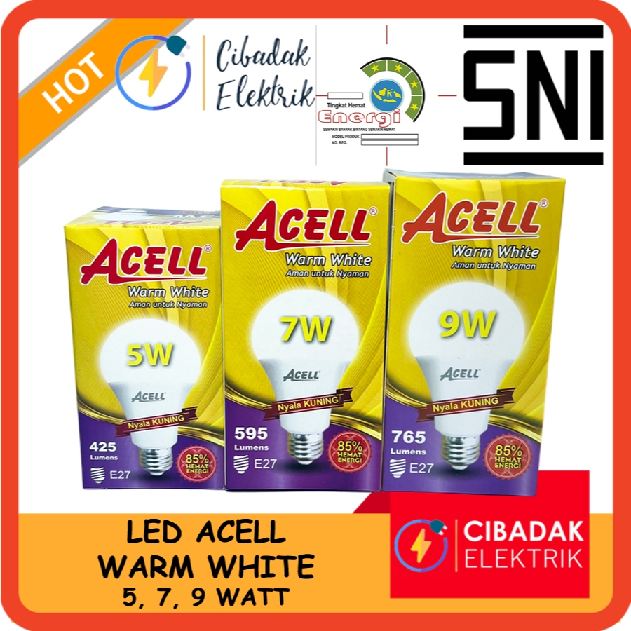 [PROMO] BOHLAM LAMPU LED WARM WHITE ACELL 5 / 7 / 9 W CAHAYA KUNING