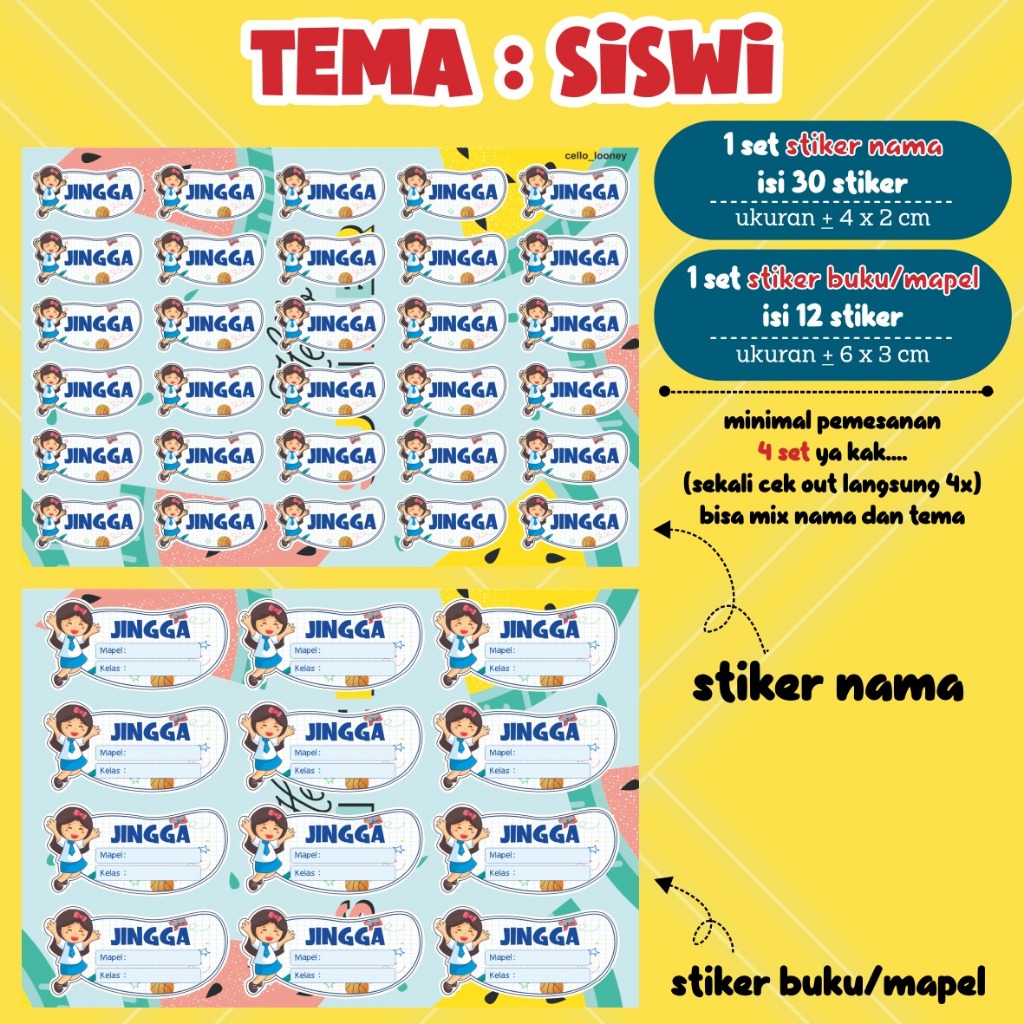 

Stiker nama dan stiker buku mapel