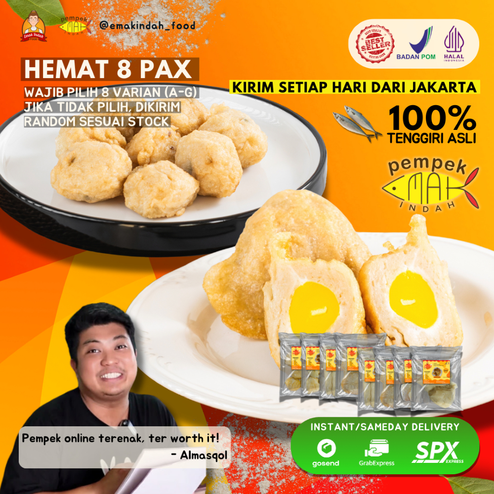 

PEMPEK EMAK INDAH - PEMPEK MPENAK PALEMBANG ASLI IKAN TENGGIRI - Paket Hemat 8 Pax WAJIB PILIH VARIAN
