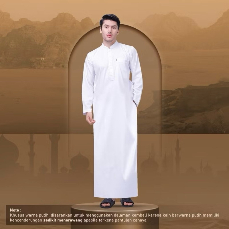 Gamis Slim fit Pria Lengan Panjang | Jubah Putih