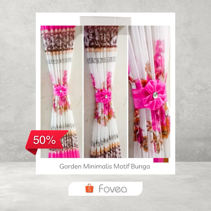 Gorden Kupu-Kupu untuk Dekorasi Jendela Minimalis Motif Bunga Cantik - Warna Kain Pastel Tone - Pink