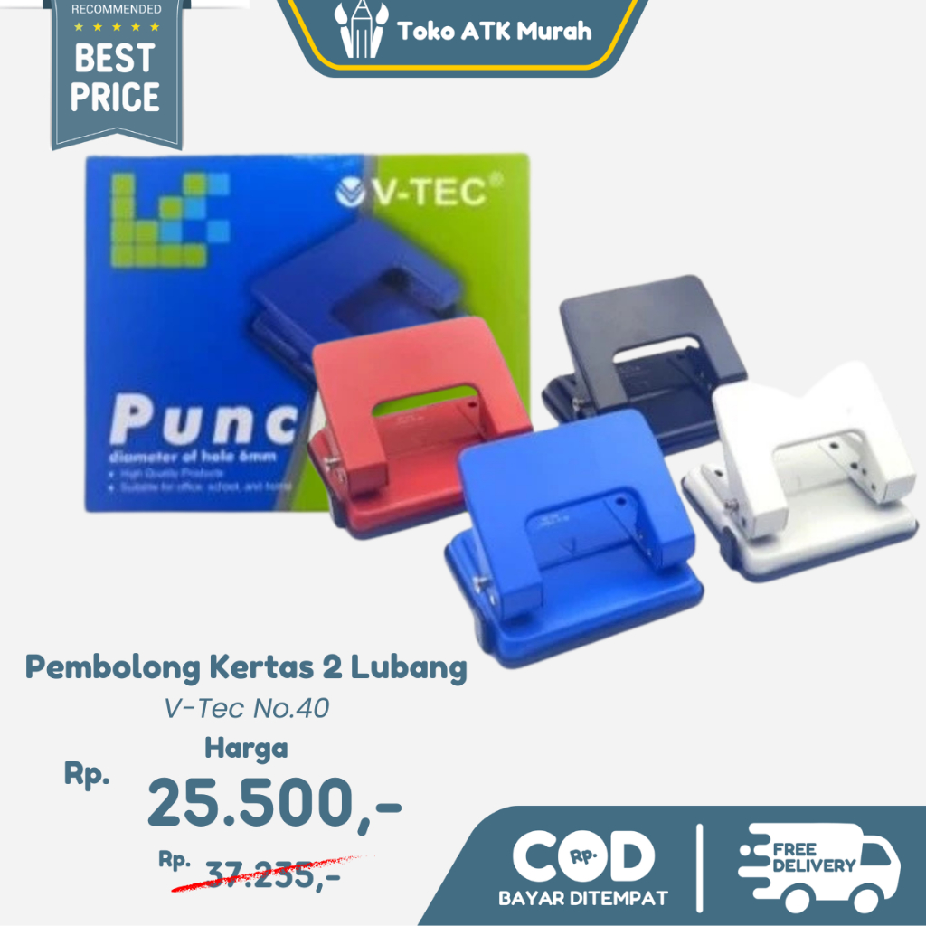 

Pembolong Kertas V-Tec Punch No. 40 Perforator 2 Lubang 6mm