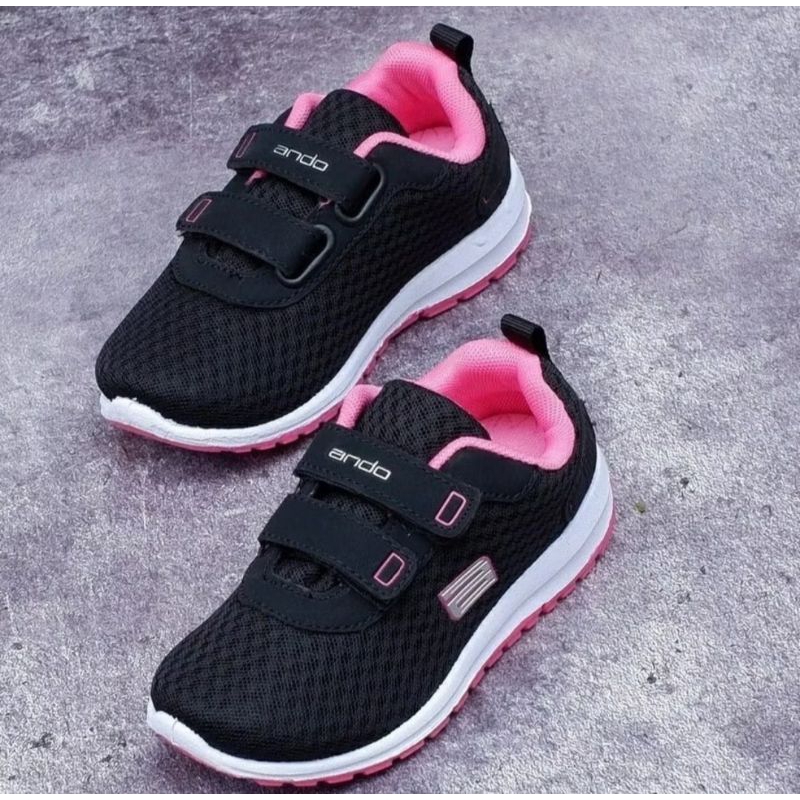 SEPATU SEKOLAH ANAK SD SMP SMA / SEPATU ANDO HITAM PUTIH HITAM POLOS/ SEPATU SEKOLAH ANDO