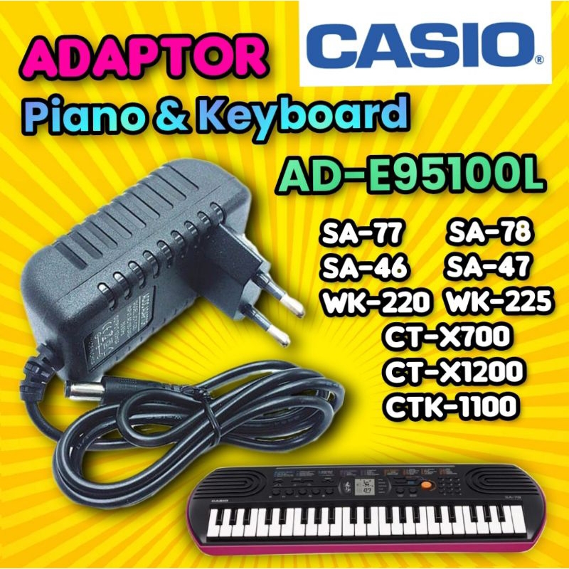 Power supply Adaptor Casio piano keybaord CTK-2400, WK-220/WK-225 SA-77 SA-46 AD-E95100L