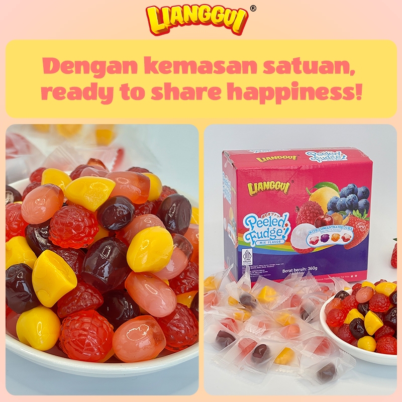 

120pcs Lianggui Permen Kupas Viral 4 Rasa - Stroberi,Mangga,Jeruk,Leci Snack Halal