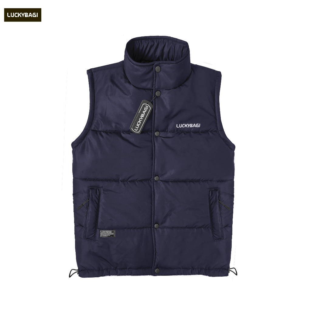 Luckybagi Vest Puffer Rompi Pria Vest Puffer Pria Rompi Motor Vest Gelembung Rompi Kancing