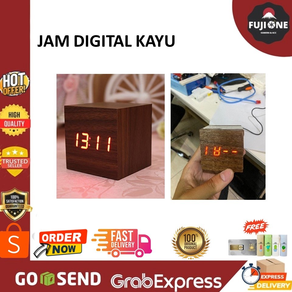 Jam Digital Kayu Second Jam