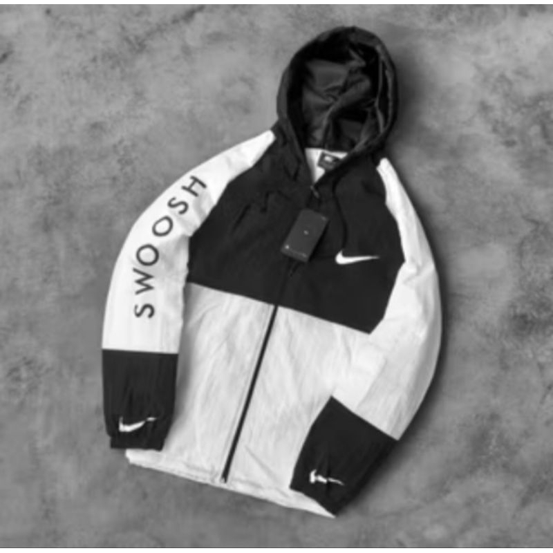 JAKET PARASUT NIKE SWOOSH OUTDOR CASUAL PRIA WANITA TERLARIS FULL TAG LABEL