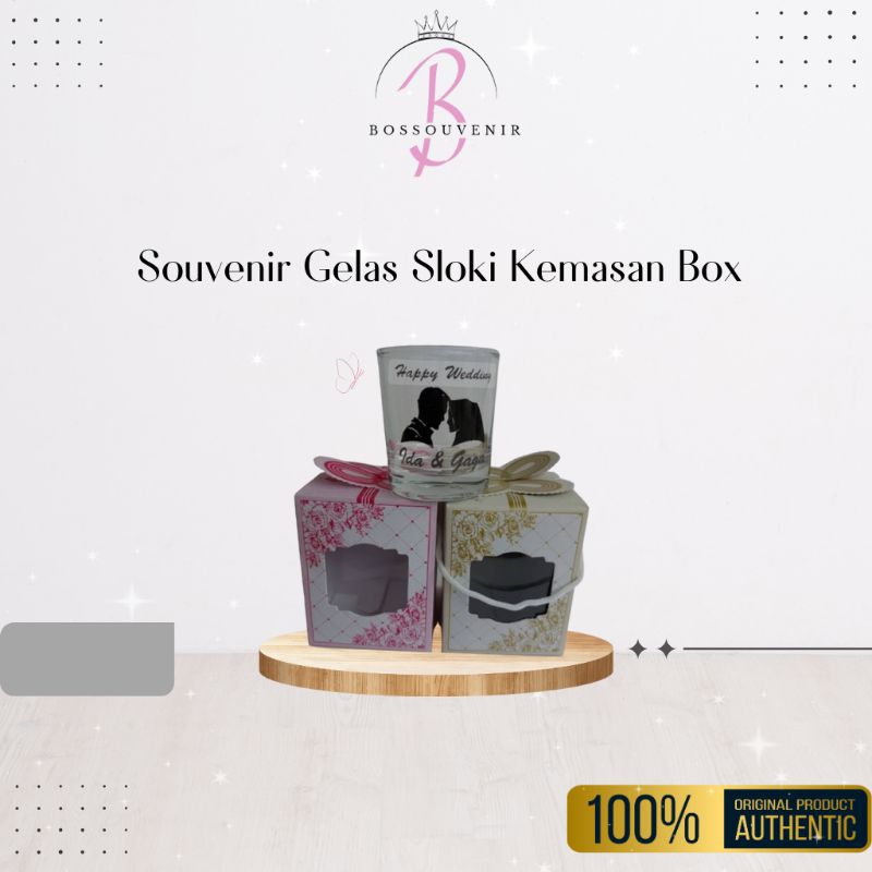 Gelas Sloki Souvenir – Custom Nama & Logo, Cocok untuk Pernikahan & Event