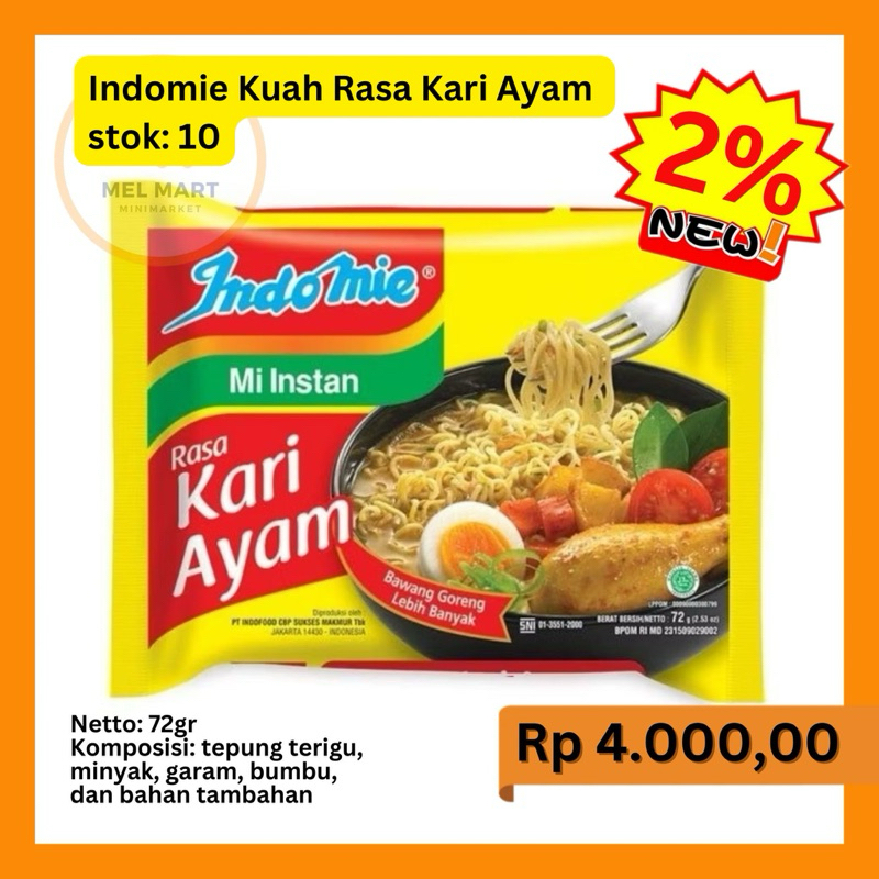 

Indomie Rasa Kari Ayam Mi Instan