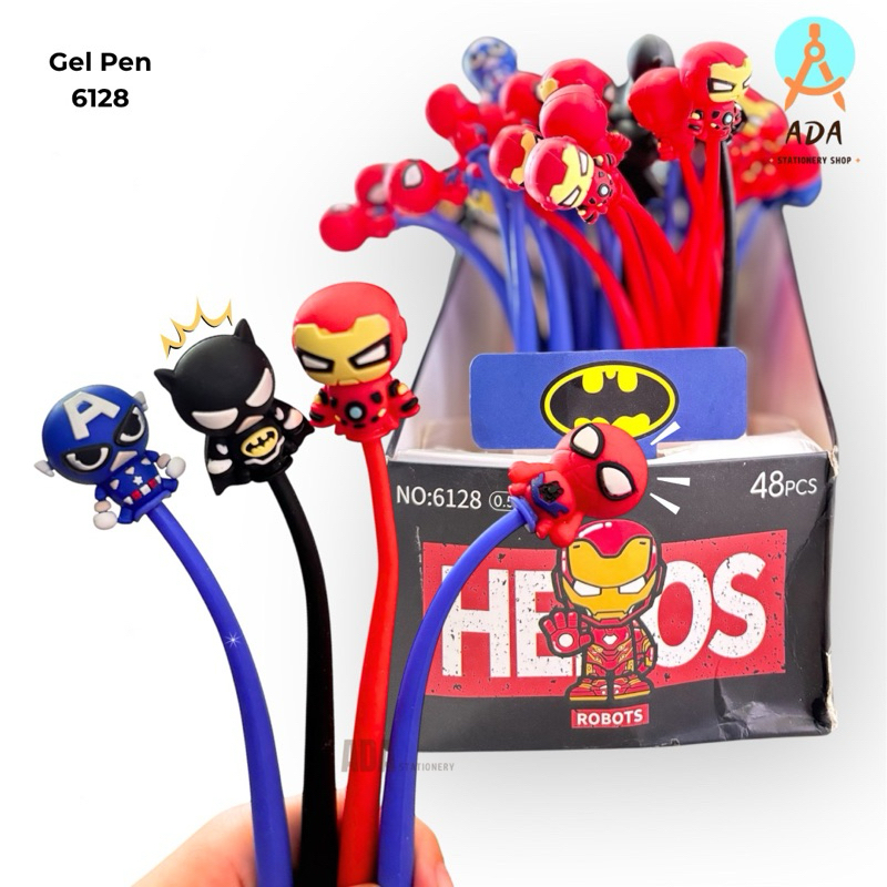 

( 4 BIJI )PULPEN GOYANG SUPERHERO 6128 /GELPEN LENTUR /pen toeng toeng/ PULPEN GEL LUCU/ pen letoy