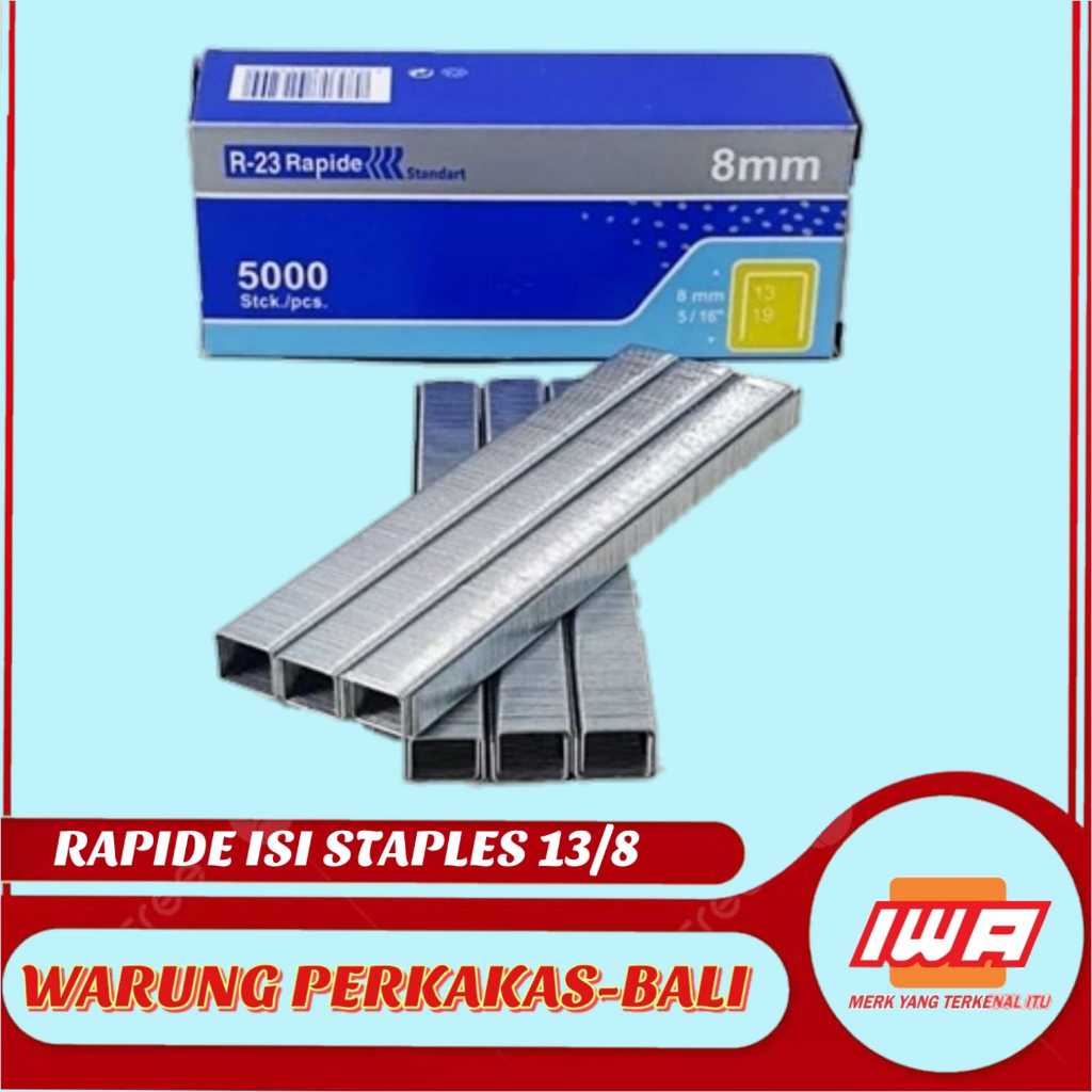 

RAPIDE Refill Staples Mata U 13/8 Isi Paku Stapler Gun Tacker Mata Paku Stapless U 5000 Pcs Original