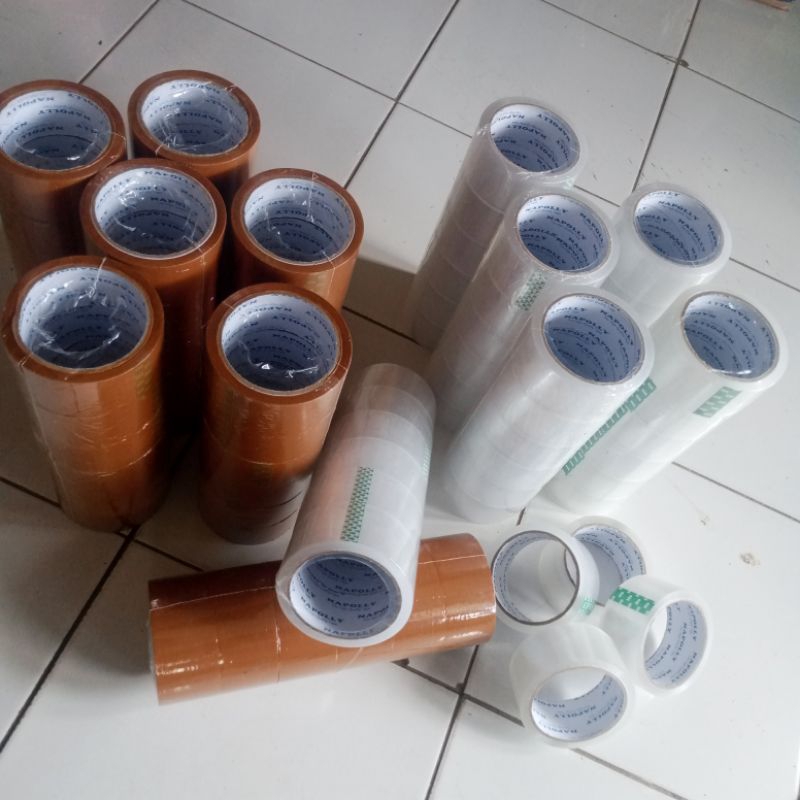 

Lakban bening tape isolasi selotip murah kuat tebal 45 mm x 90 yard
