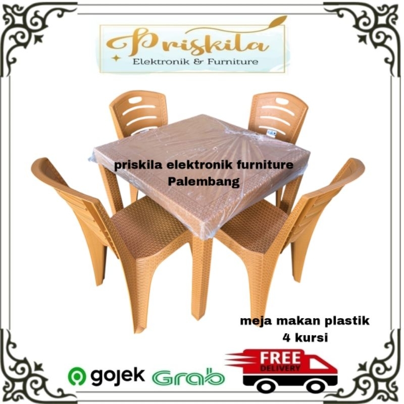 meja makan plastik / meja makan 4 kursi / meja makan plastik/ furniture Palembang priskila elektroni