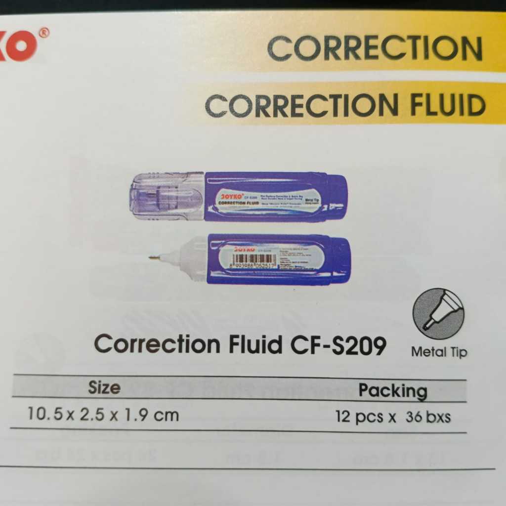 

[1 Pcs] Correction Fluid Joyko CF-S209 / Penghapus Tipex Cair Joyko CF-S209