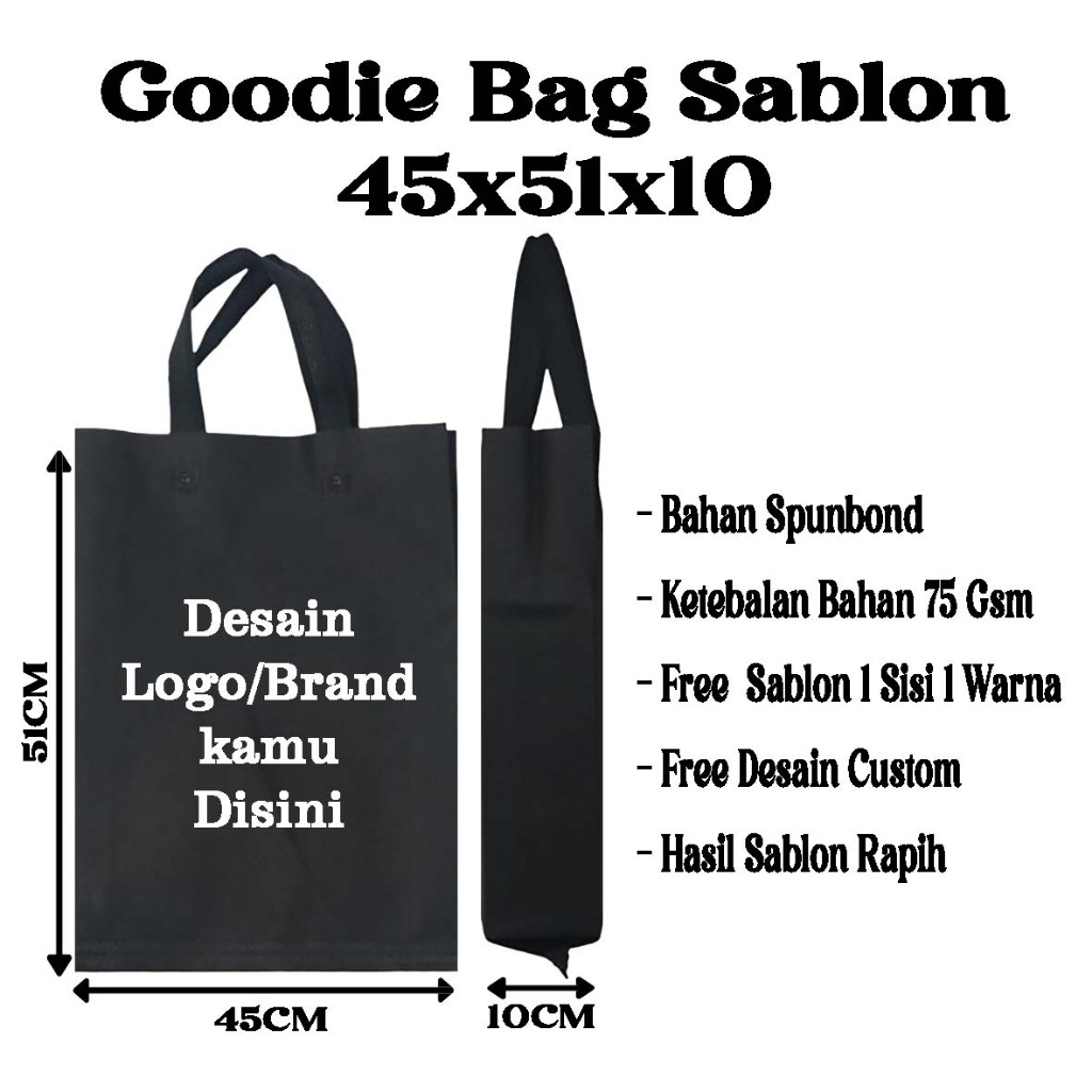 

Goodie Bag Sablon 45x51x10 Tas Spunbond Sablon Custom 45x51x10 Goodie Bag Spunbond 45x51x10