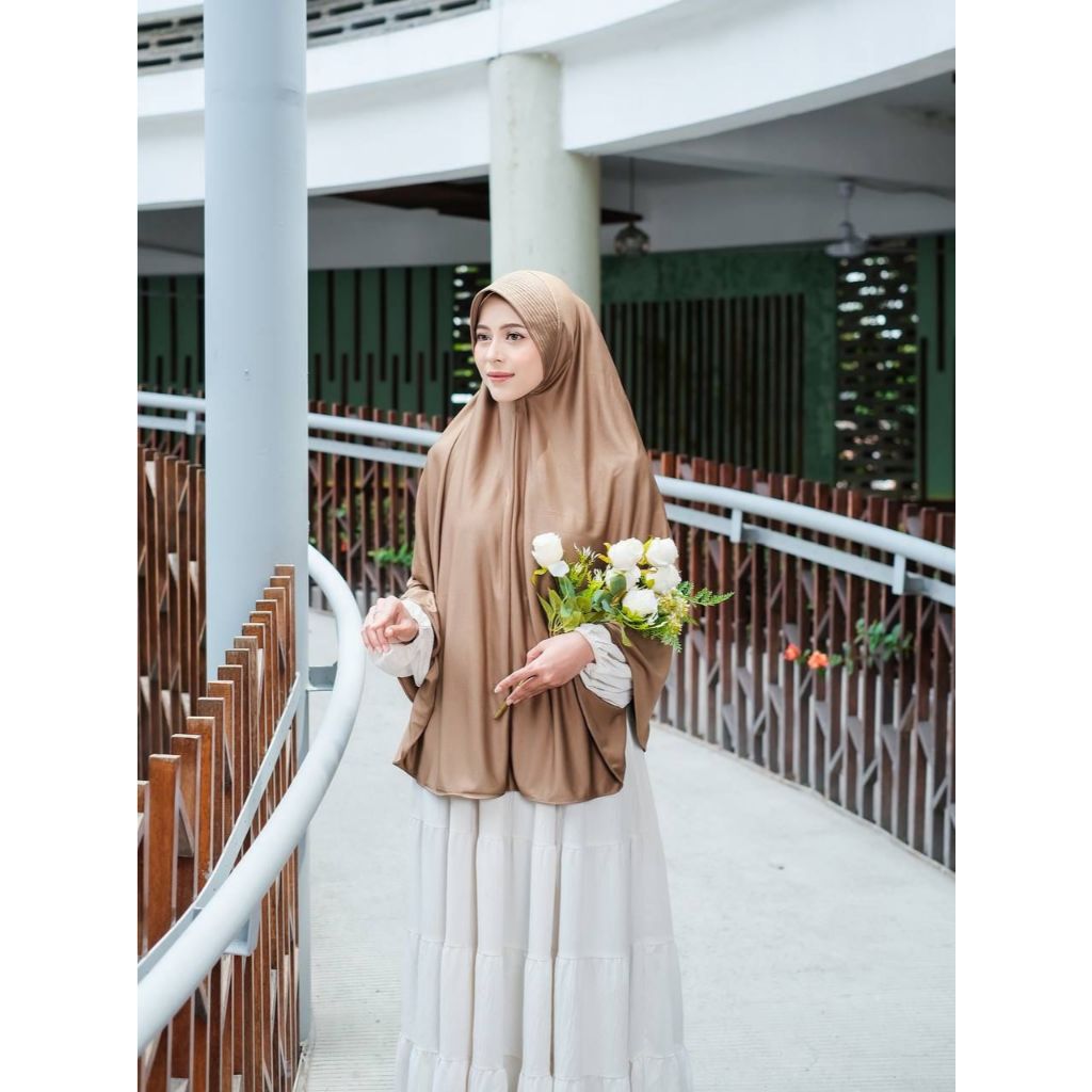 Hijab Khimar Bergo Hamidah Jumbo XL Spandek Jersey | Jilbab Bergo Simple Pad XL Spandek Jersey | Ker