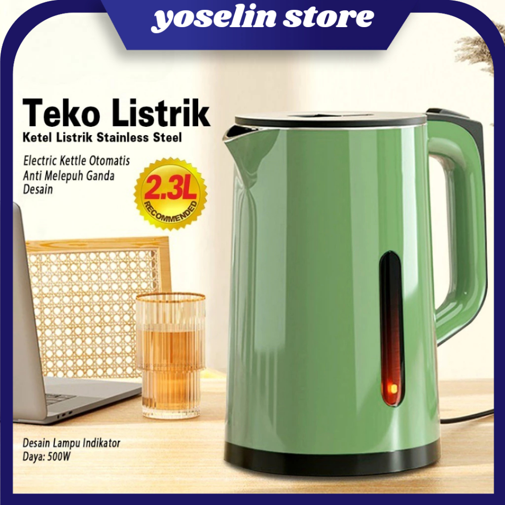 [ YS ] Teko Listrik Kettle Listrik Pemanas Air Ketel Ceret Air Panas Stainless Masak Air Low Watt