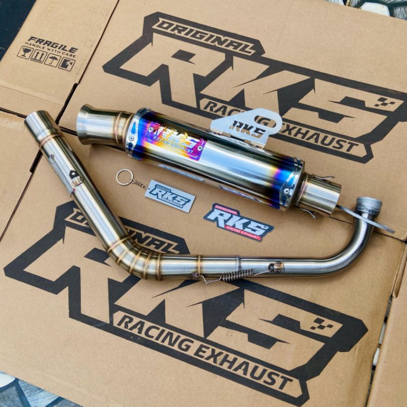 Knalpot SALEMBA STYLE BLUE ORIGINAL RKS RACING EXHAUST PNP Aerox Vario 125/150 Scoopy New Vario 11 d