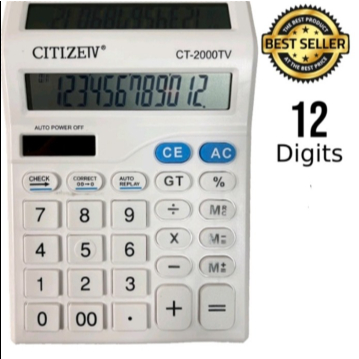 

Kalkulator 2 Layar CT-2000TV 12 Digit - Calculator Check Dual 2 Power