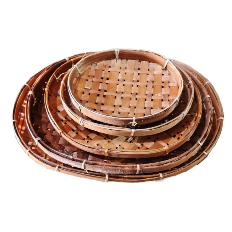 Piring bambu oval - nampan bambu - penyaji makanan bambu - 1 set piring bambu - ecer piring bambu