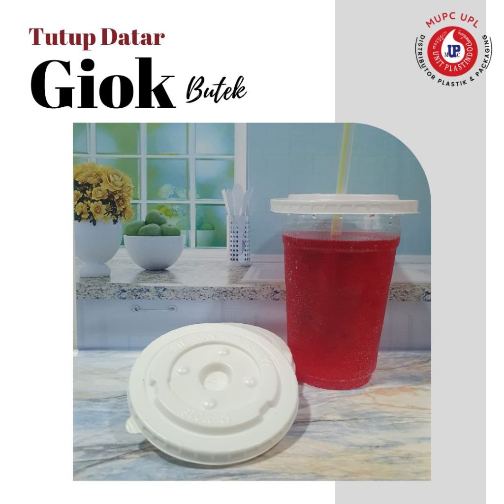 Tutup Gelas Plastik Datar Butek Giok Pop Ice Oz 10 12 14 16
