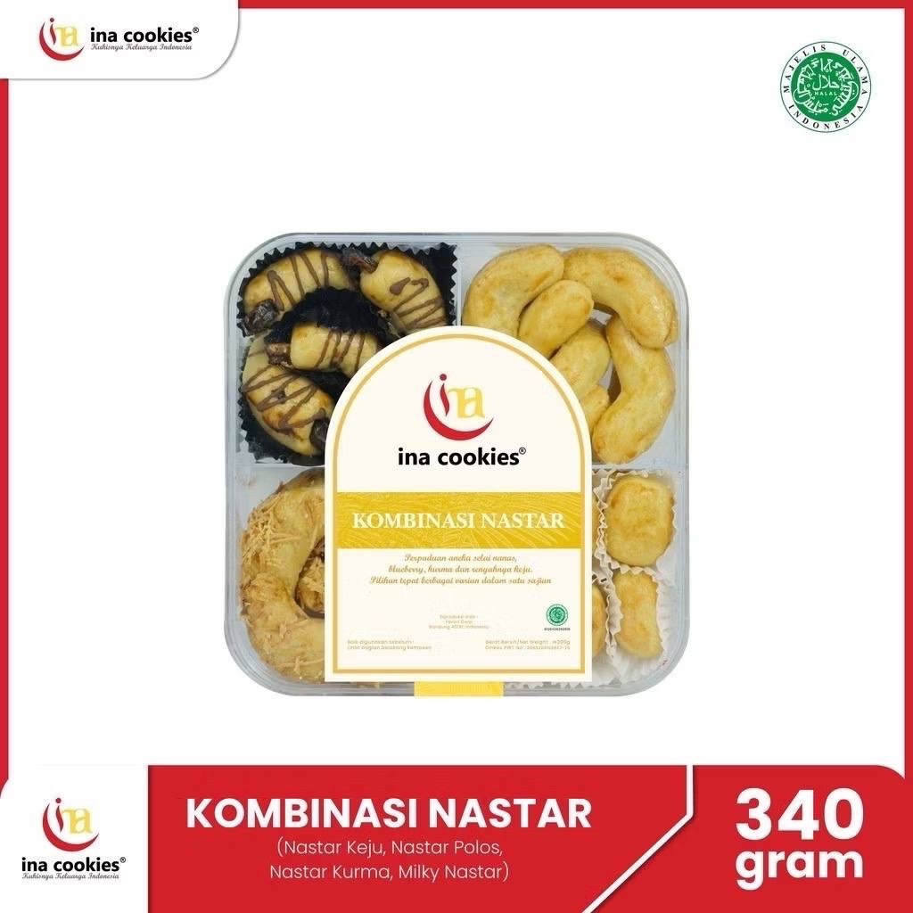 

INA COOKIES - KOMBINASI NASTAR 340GR (Milky Nastar, Nastar Polos, Nastar Keju, Nastar Kurma)