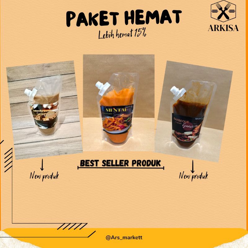 

Saus saos paket hemat saus mentai,saus barbeque,saus mushroom