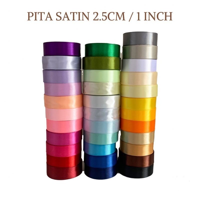 

Pita Satin Kain Warna Ukuran 1 Inch (2,5cm)