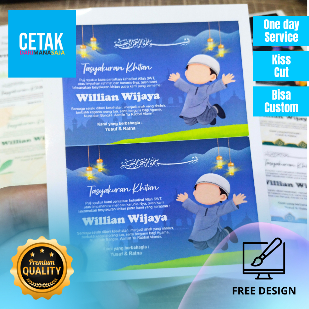 

Stiker/Kartu Tasyakuran Khitanan, Tasyakuran Khitan, Khitanan Perlembar