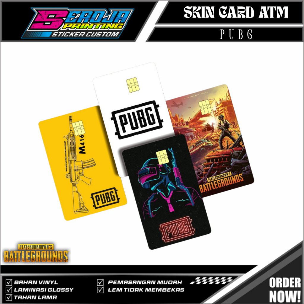 

STICKER PELINDUNG KARTU SKIN CARD ATM SIM KTP E-MONEY STIKER MOTIF PUBG LEM KUAT ANTI GORES