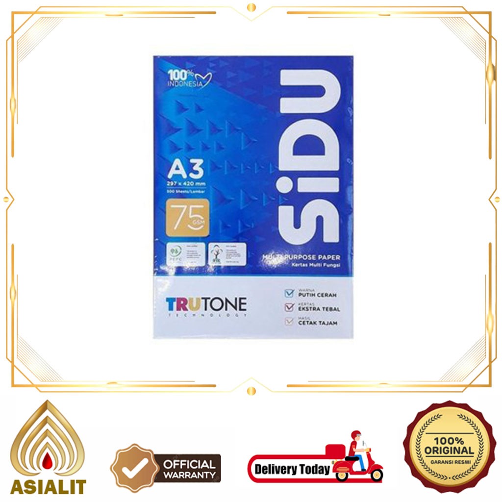 

Kertas HVS A3 Sinar Dunia 75 GSM Sidu Print Foto Copy 75 Gram Gr