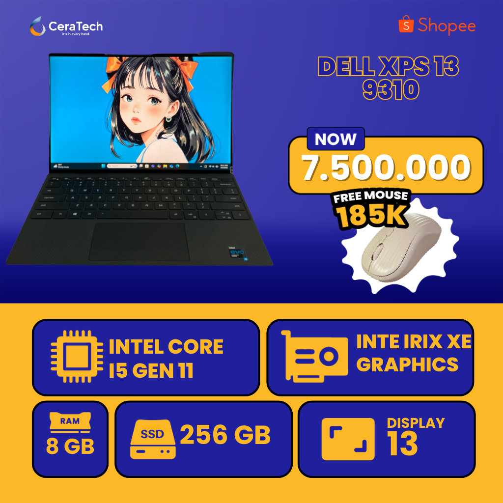 DELL XPS 13 9310 I5 GEN 11 RAM 8 GB SSD 256 GB