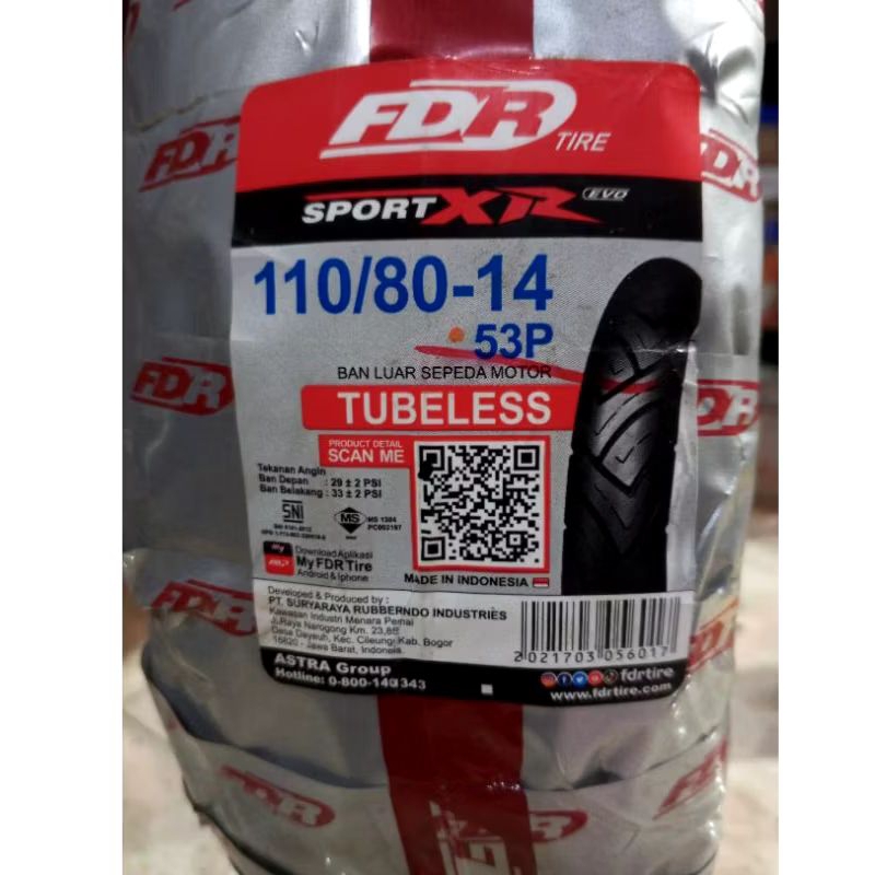 ban fdr 110/80 ring 14 buat matic belakang vario 125 150   tubeles original fdr