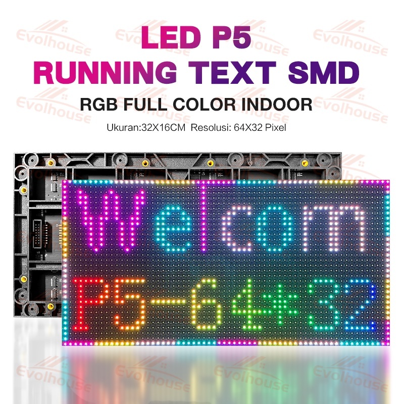 【Ready Stock】Running Text P5 Panel Module Modul LED P5 Indoor RGB Full Color Running Text