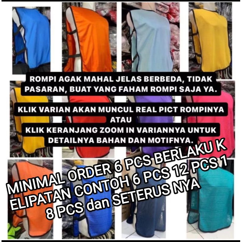 Real Pict rompi jala karet rompi polos tanpa sablon rompi sepakbola rompi futsal