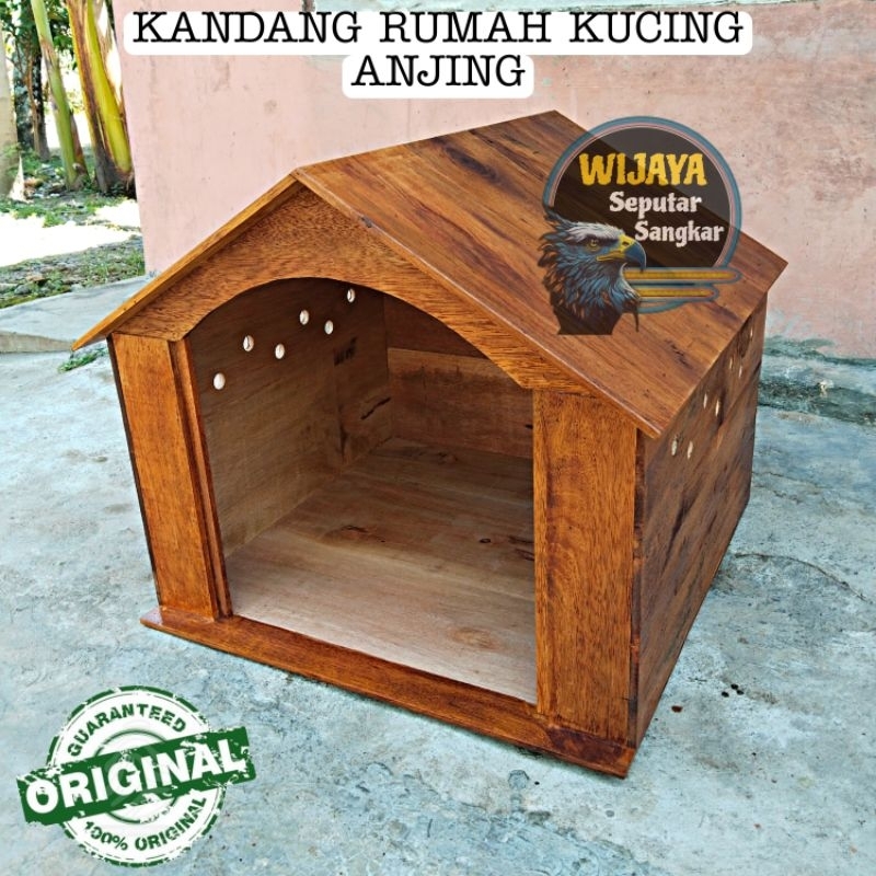KANDANG RUMAH KUCING ANJING UKURAN JUMBO ISTIMEWA KAYU MAHONI 2 VARIASI