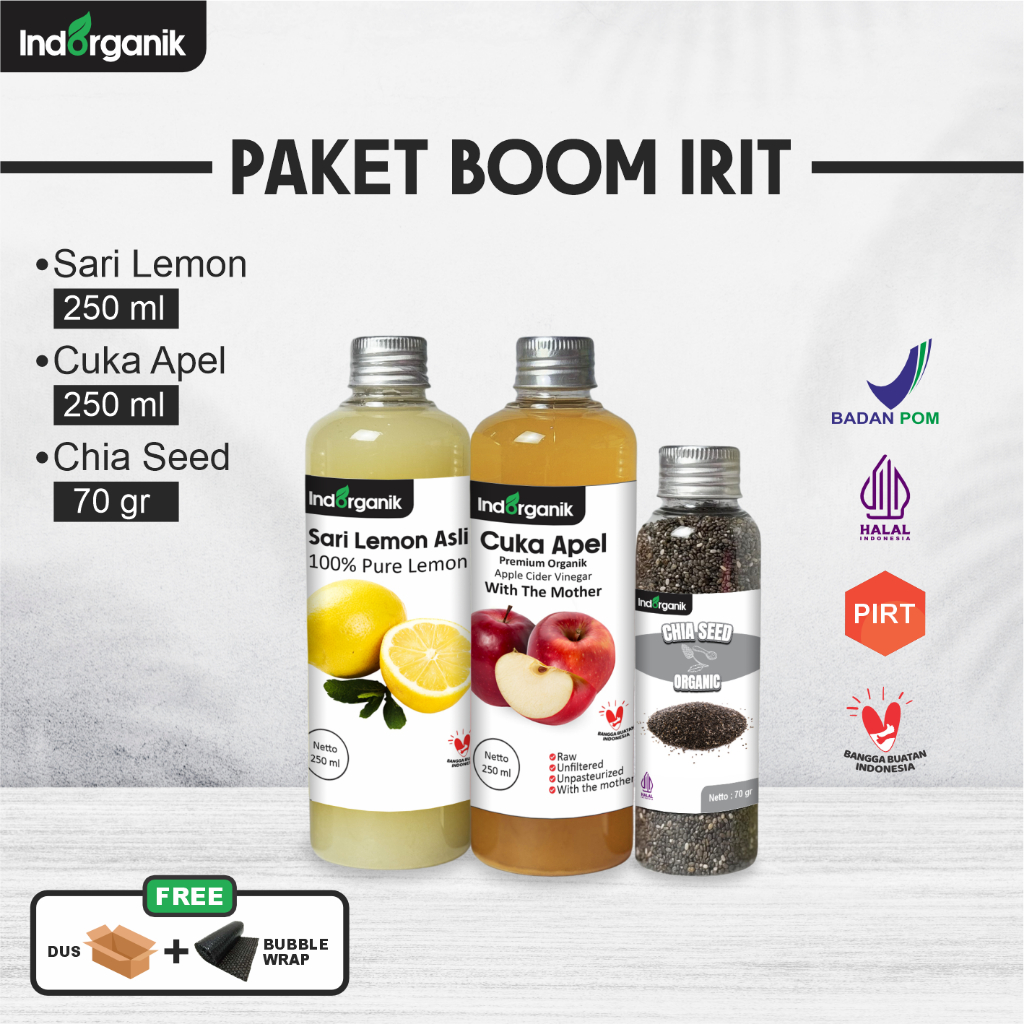 

Indorganik Paket Diet Detox 3in1 - Sari Lemon 250 ml Cuka Apel 250 ml Chia Seed 70 gr