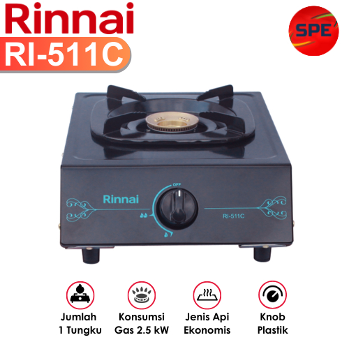 KOMPOR GAS 1 TUNGKU RINNAI RI-511C / RI511C GARANSI RESMI (MEDAN)