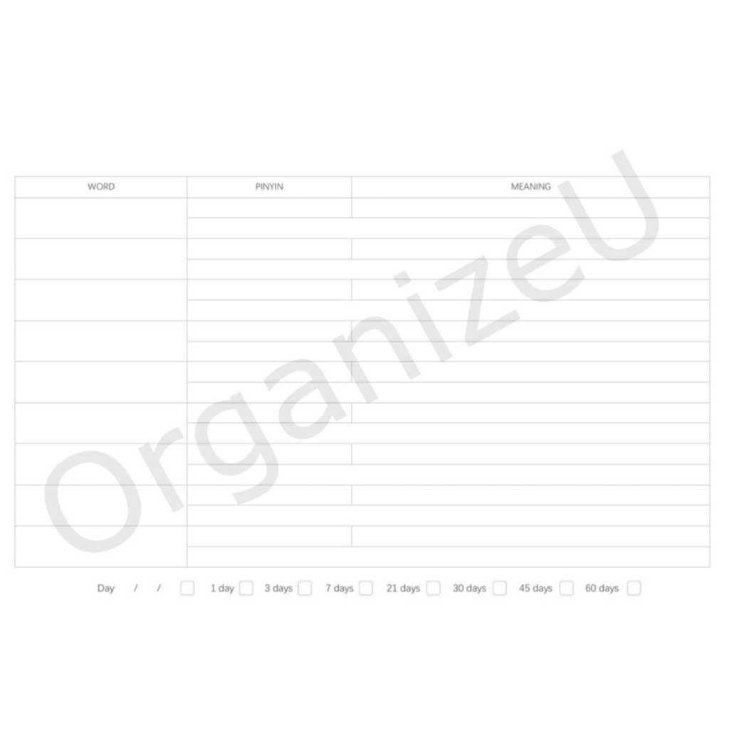 

OrganizeU B5 Vocabulary List (Binder) - Word List Organizer - Kosa Kata Bahasa