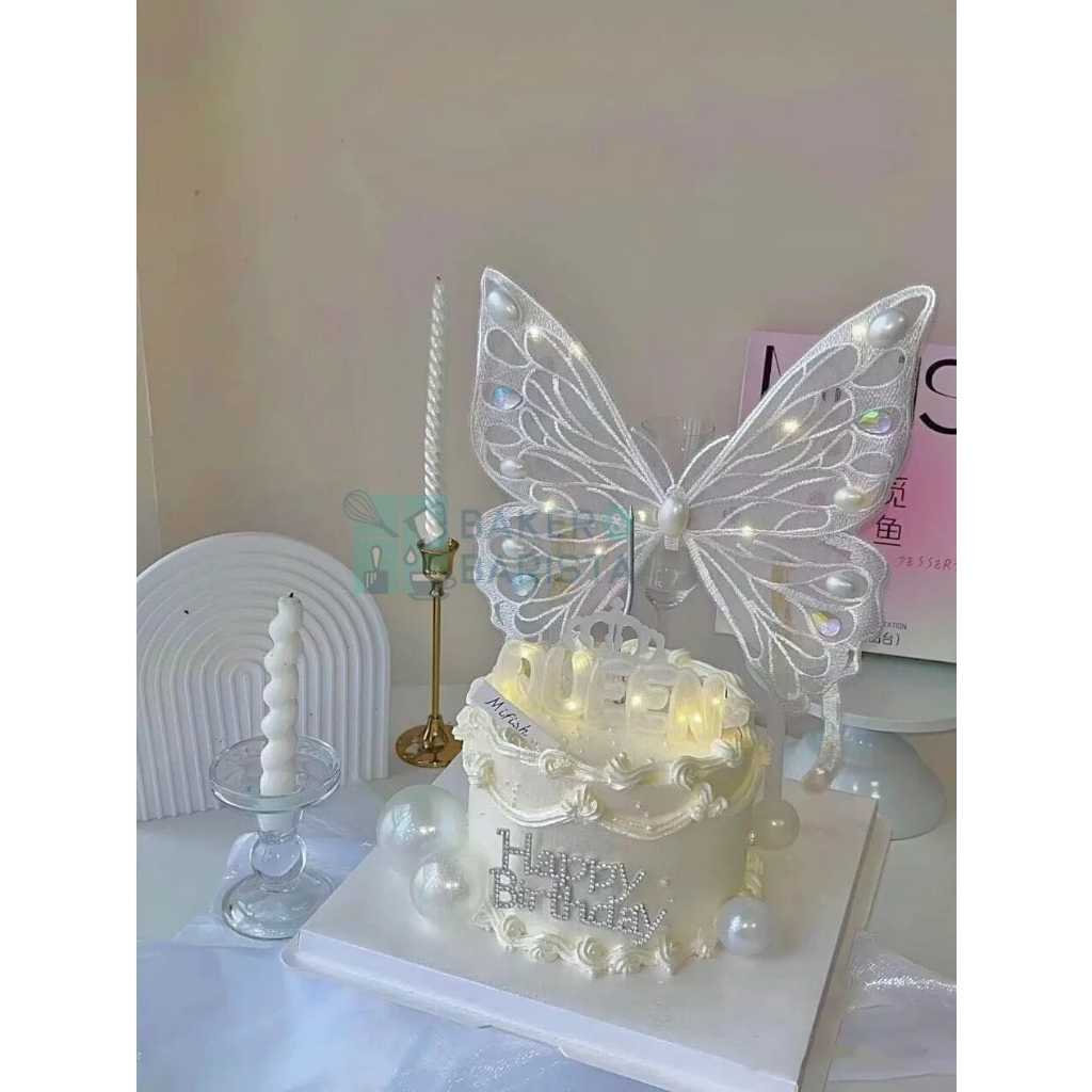 

Hiasan Butterfly XL Lampu 30cm background cake kue decor modern
