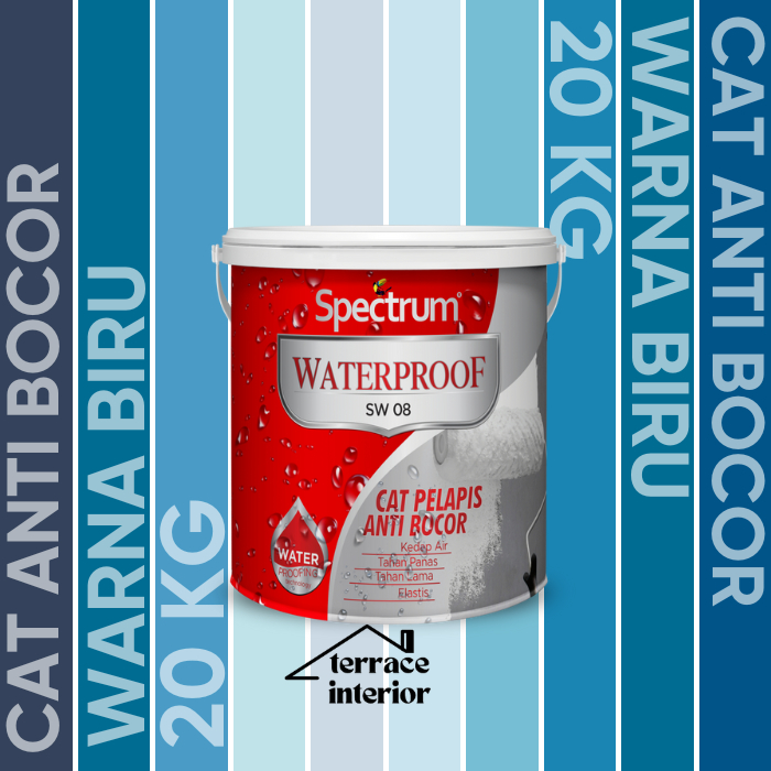 Cat Pelapis Anti Bocor Spectrum Waterproof Warna Biru 20 KG