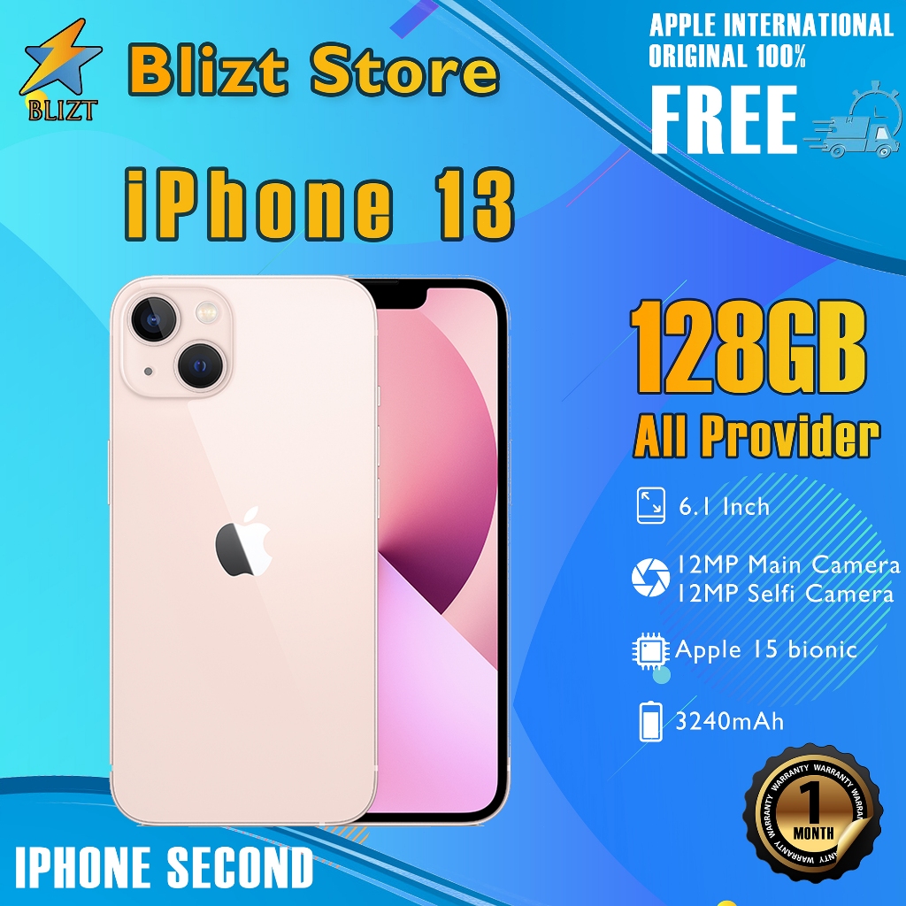 iPhone 13 128GB Second Original100% Inter 5G 6.1" OLED-Ori Fullset Mulus Normal Hp 3utools All Green