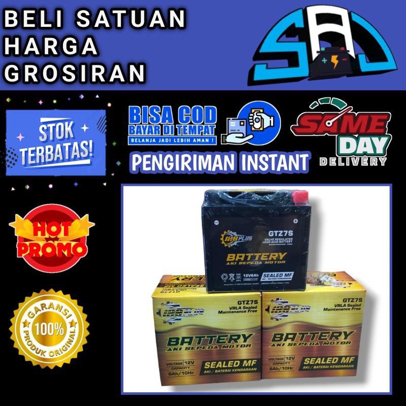 Aki motor kering 128 PLUS GTZ7S / GTZ6V 6Ah 12V matic kopling bebek honda new sonic 150R honda cbr 1
