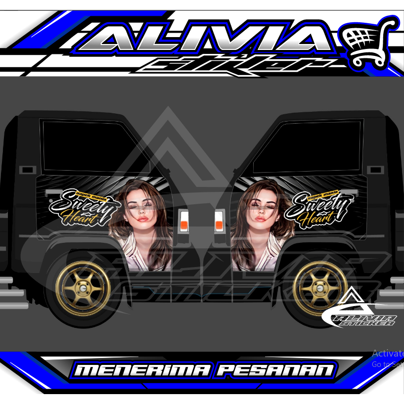Stiker Pintu Samping Mobil Pick Up L300-Stiker Mobil Elsapek-Stiker Full Pintu Bawah Kaca-Stiker Bis