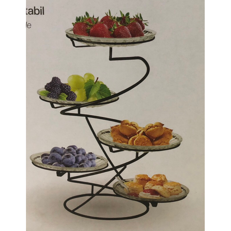 Rak Saji Kue Basah Makanan kudapan/Kado Pernikahan - Kado Guru - Piring Set 6 - Wadah Saji 5 Tingkat